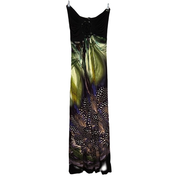 Sky Strapless Abstract Leaf and Feather Maxi Dress New Small - Picture 1 of 11